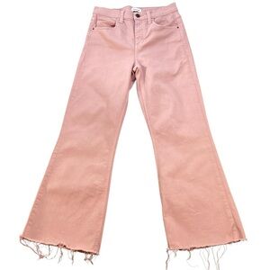 Sneak Peek Baby Pink Mid-Rise Boot Cut Raw Hem‎ Jeans, Size 1/25 Hippie